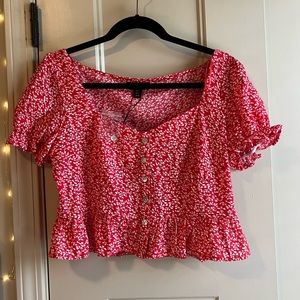NastyGal Red Floral Blouse Size 10